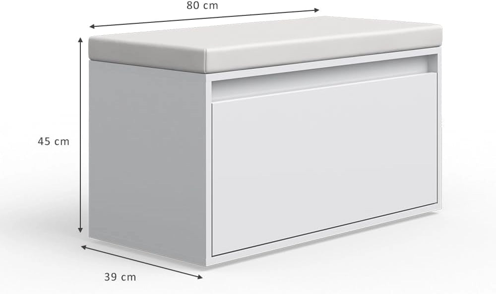 Panca scarpiera da ingresso Iker, Bianco, 80 x 45 cm, combinabile con altri mobili della serie Iker