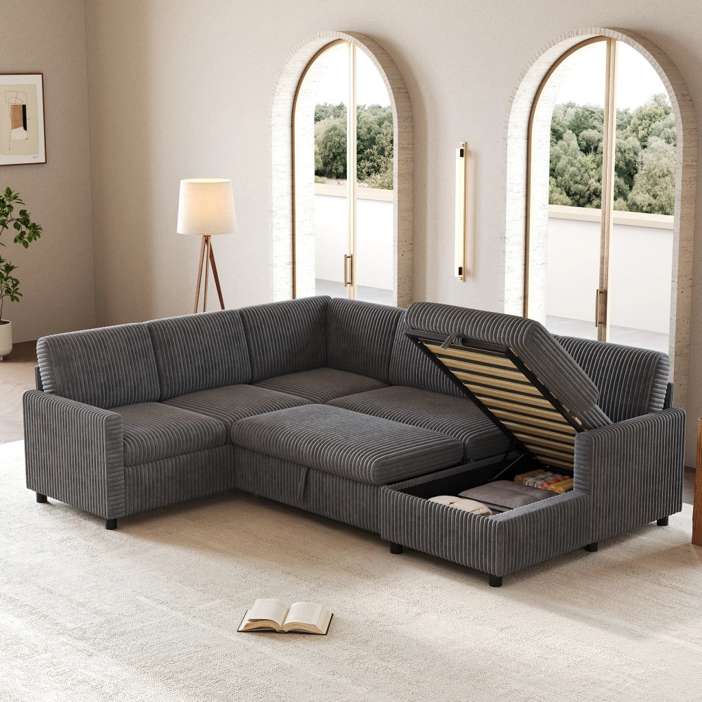 Divano angolare a U con funzione letto e contenitore