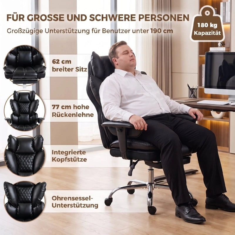 SEDIA UFFICIO Reclinabile 62 cm Similpelle Nera