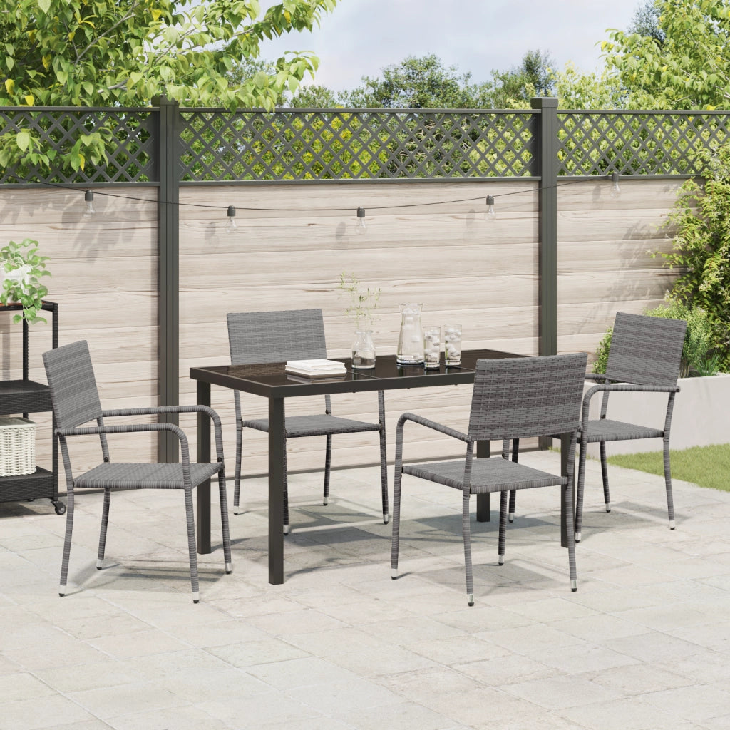 Set di Pranzo da Giardino 5 Pezzi Grigio Polyrattan