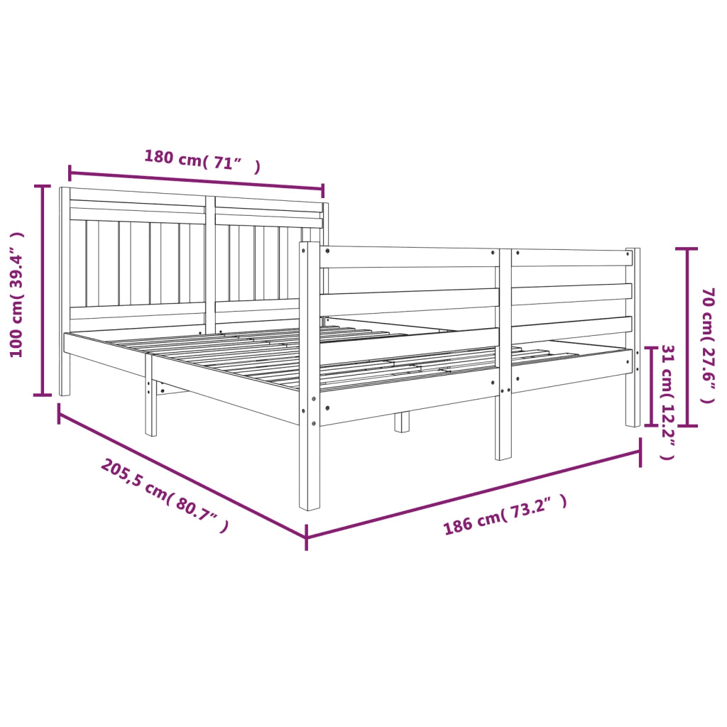 Giroletto-Struttura Letto 180x200 cm Super King in Legno Massello 287790