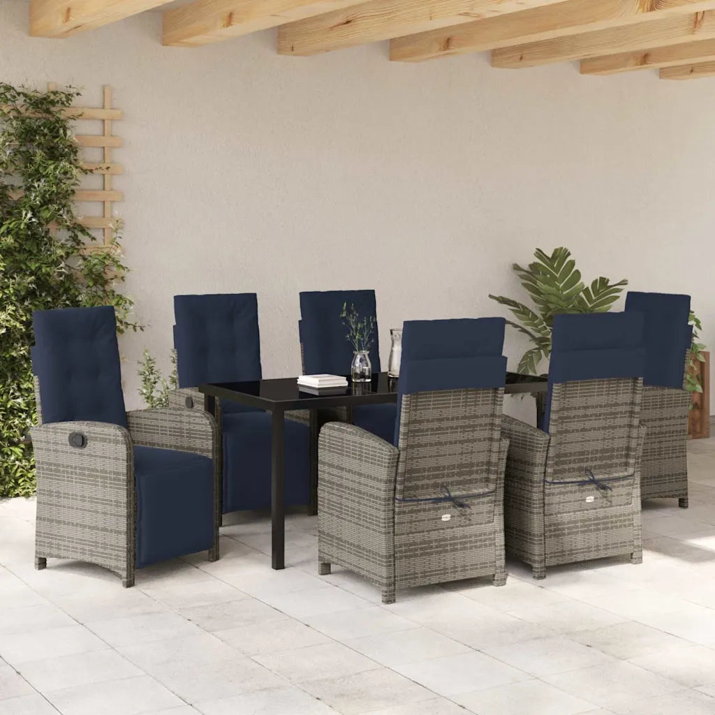 Set da Pranzo per Giardino con cuscino 7 pcs Grigio polyrattan 3380362