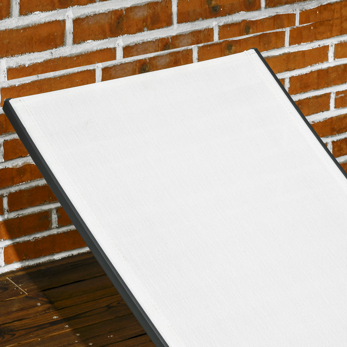 Set 2 Lettini Prendisole 66x165x102 cm con Schienale Reclinabile in Alluminio e Tessuto Traspirante Crema