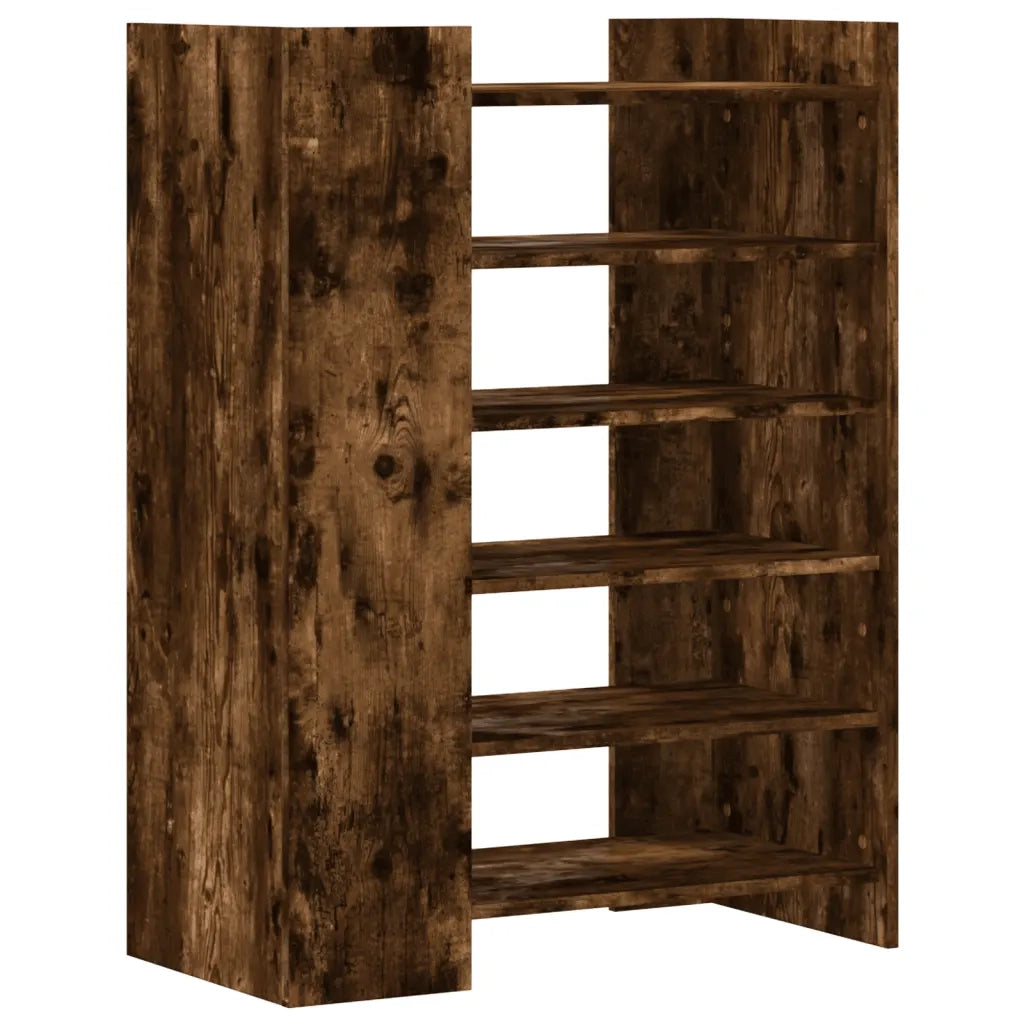 Scarpiera-Scaffale per scarpe Rovere Fumo 74,5x37,5x100 cm in Legno Multistrato