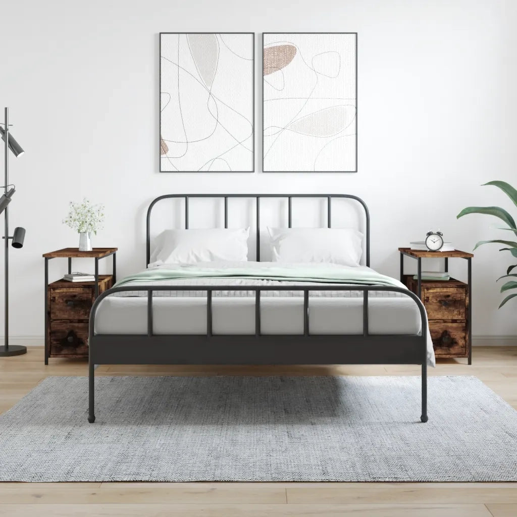 Set di 2 Comodini | Armadio da Notte | Mobiletto da notte Rovere Fumo 30x60x60 cm in Legno Multistrato