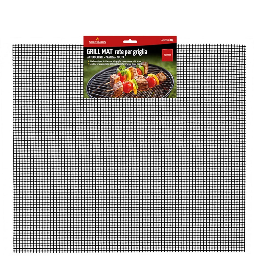 Reticolo Antiaderente Rettangolare per Barbecue a Carbone Grill Mat 45x40 cm in Fibra di Vetro e PTFE