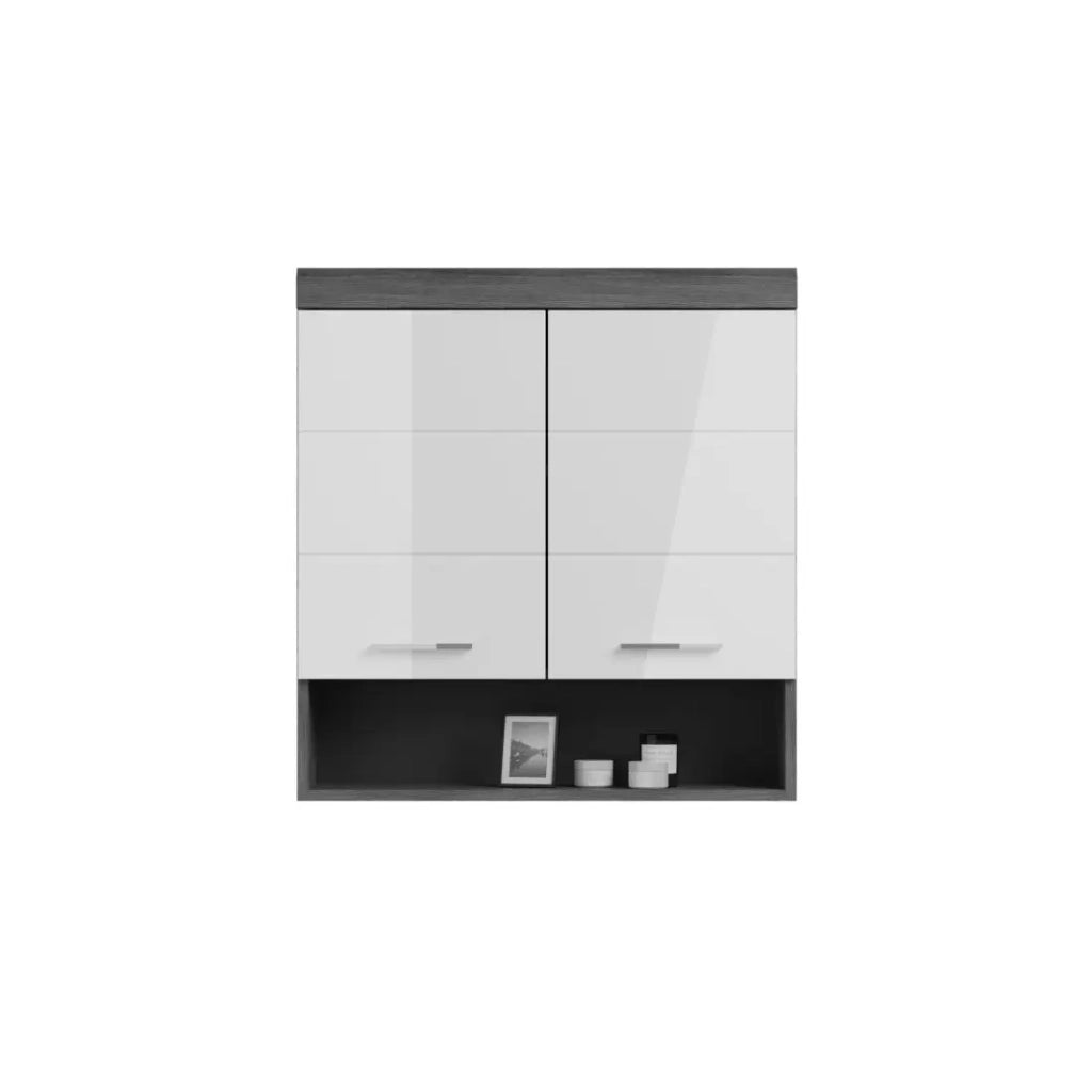 Mobile alto da stoccaggio SCOTT – 2 porte – Grigio scuro e bianco – 74x79x24 cm