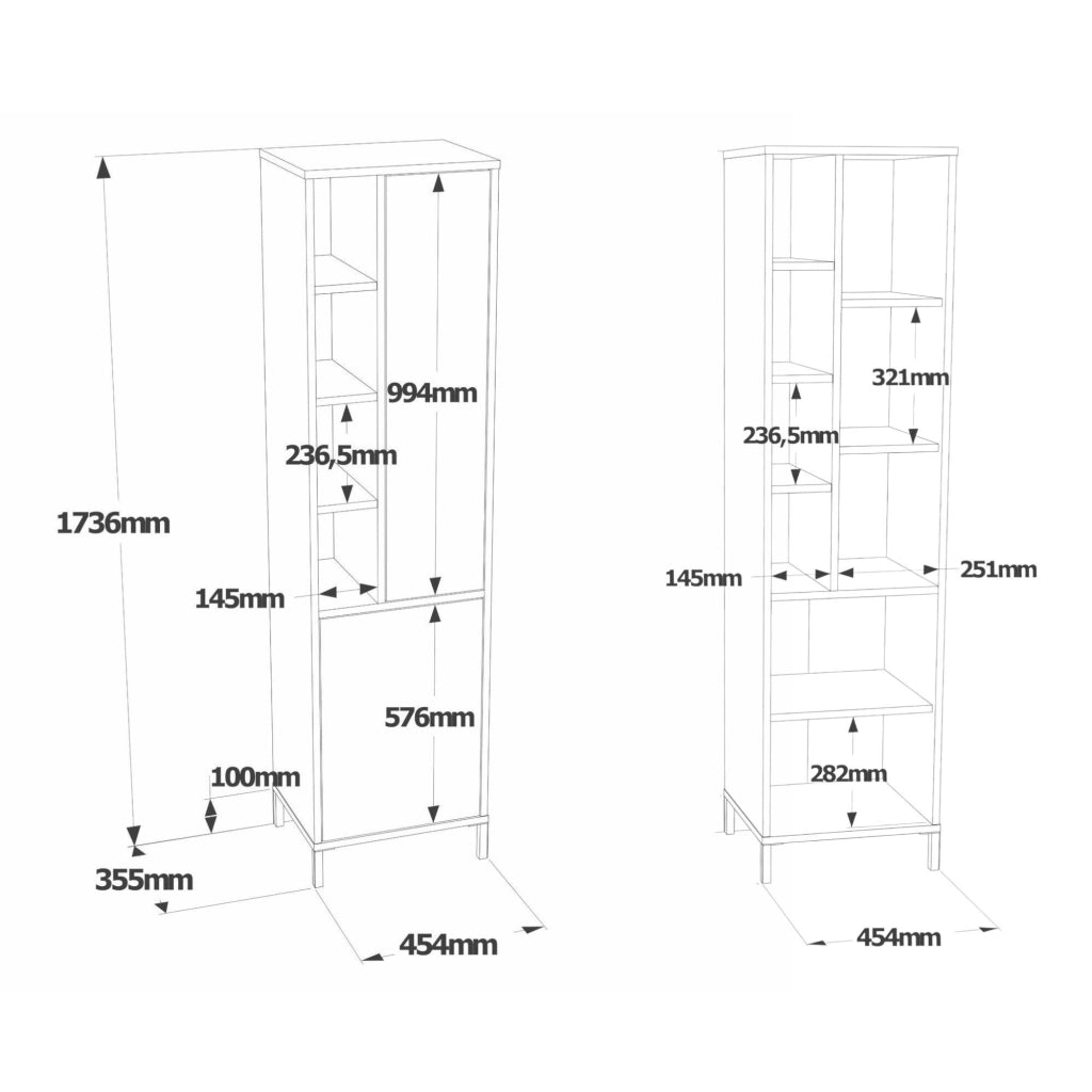 Jongdari, Armadio Multiuso 2 Ante Appendiabiti, 45x174h cm Bianco