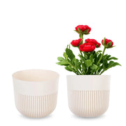 Vaso da fiori KADAX, 15 cm, in plastica, rotondo, con nervature, per piante e fiori