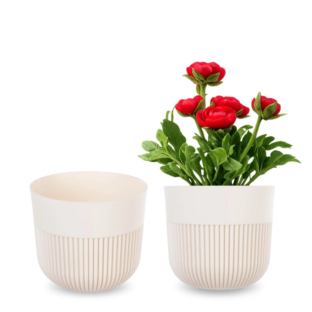 Vaso da fiori KADAX, 15 cm, in plastica, rotondo, con nervature, per piante e fiori