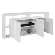 Credenza Andale, Buffet da soggiorno a 3 ante, Madia da salotto, Credenza moderna, 100% Made in Italy, 200x40h80 cm, Bianco lucido
