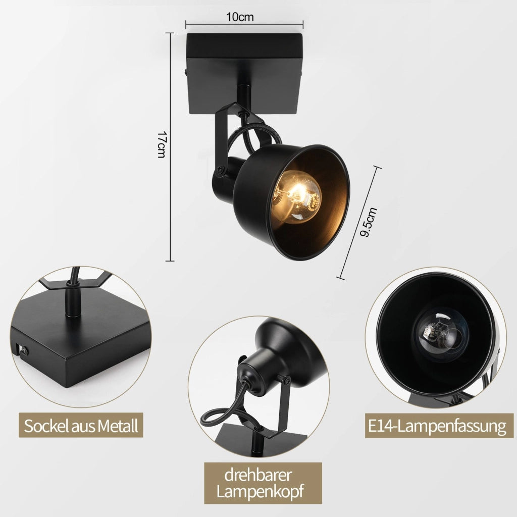 ZMH Faretto da soffitto 1 fiamma vintage E14 anche parete per cucina camera letto