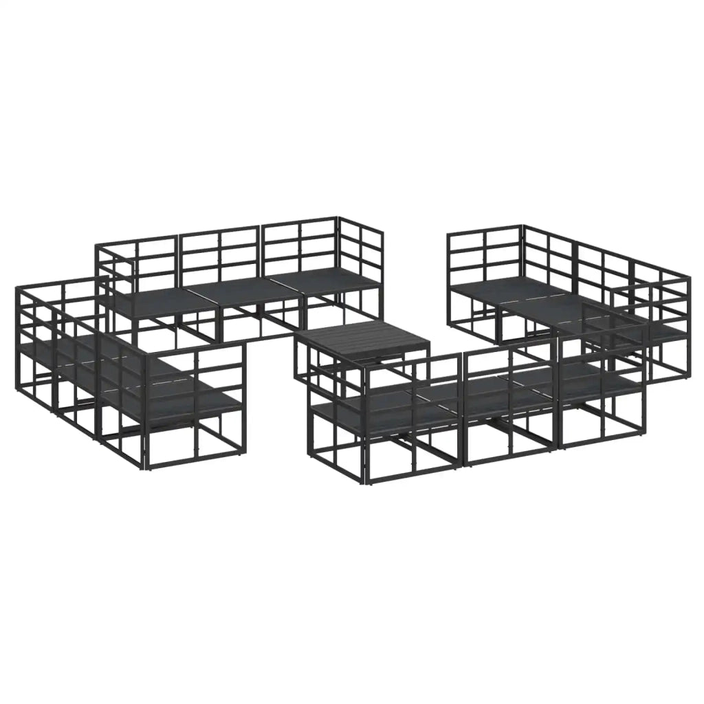 Set Divano da Giardino 13 pcs Nero Metallo