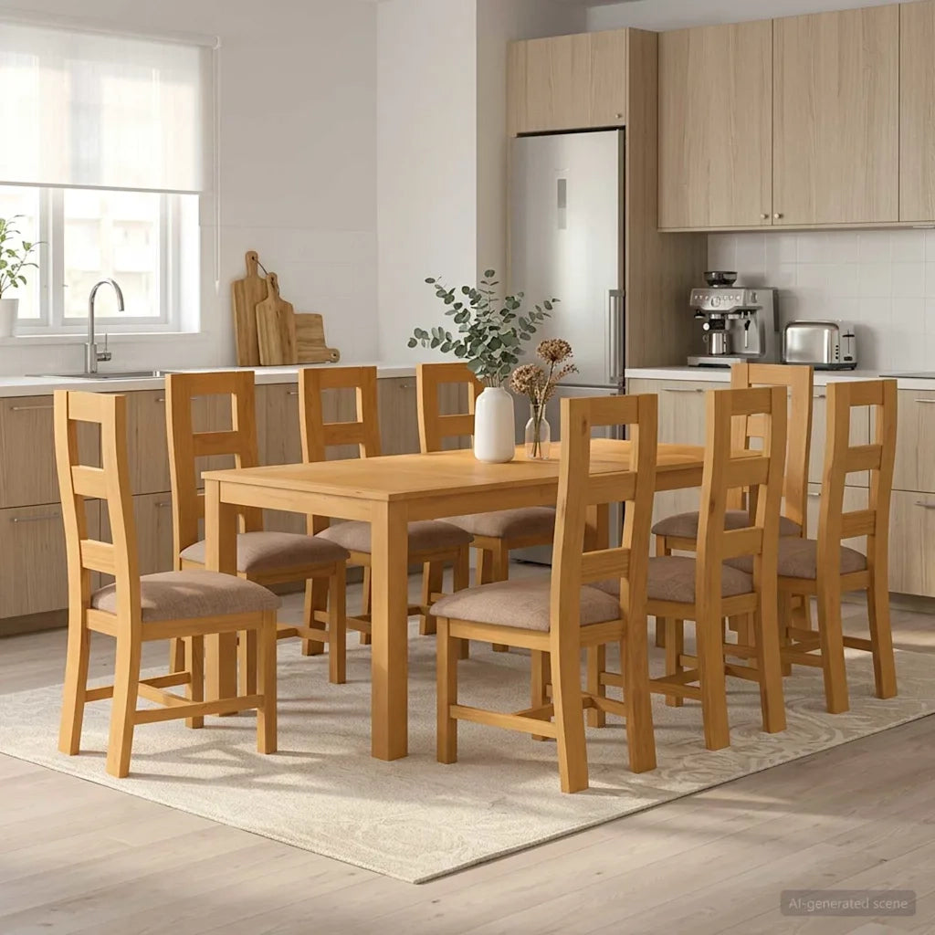 Set da pranzo 9 pz Grigio Legno di Quercia Massello 3430413