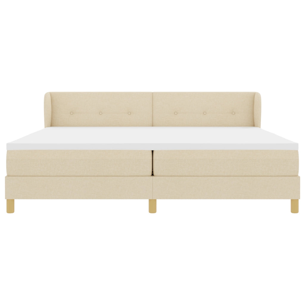 Letto con Rete a Molle e Materasso Crema 200x200 cm Tessuto