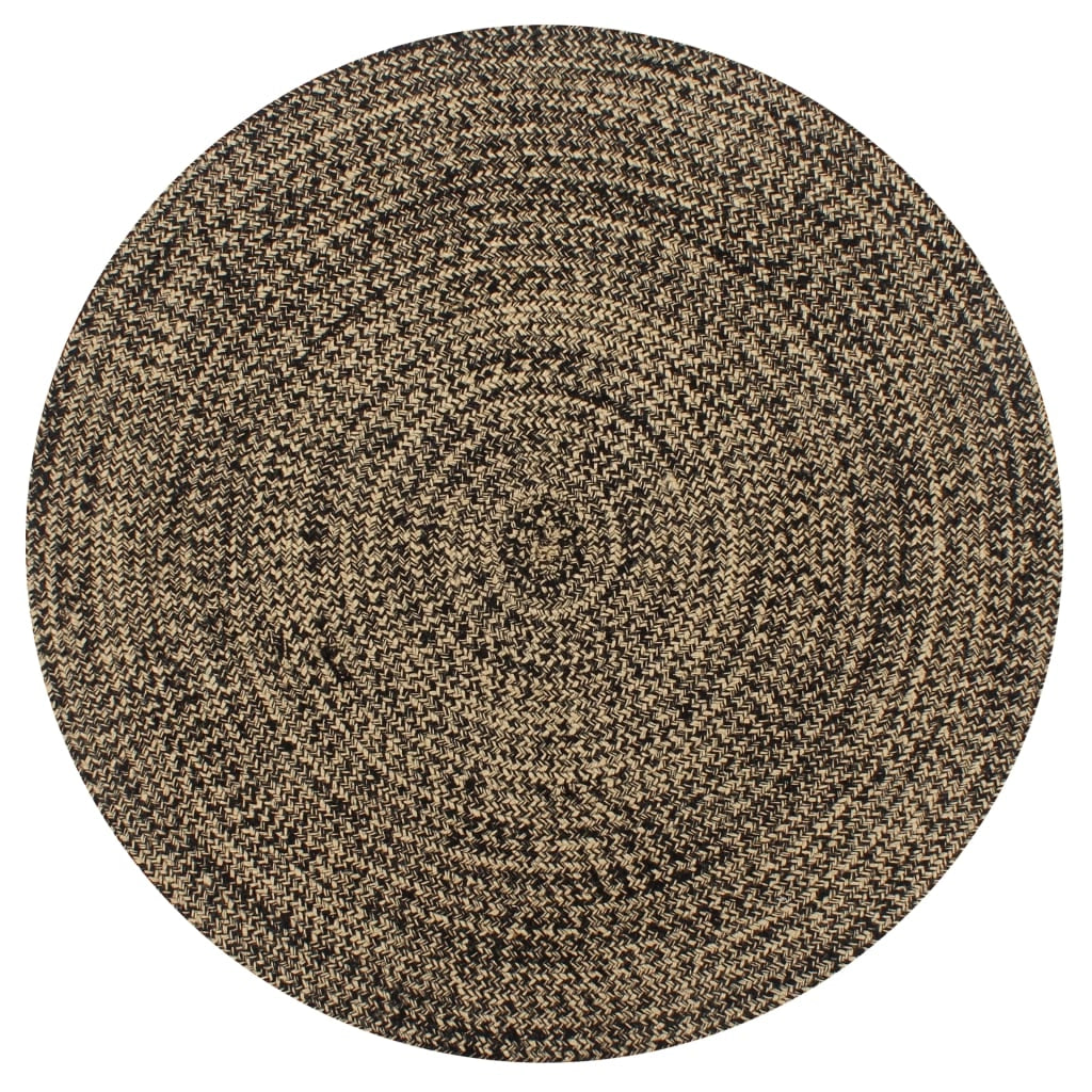 Tappeto Artigianale in Juta Nero e Naturale 90 cmcod mxl 126976