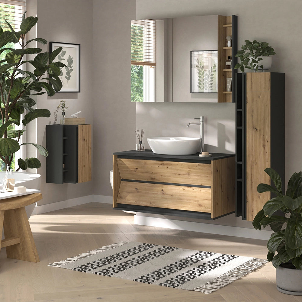 Vicco mobile bagno Antracite/Artisan 35 x 120 cm con 4 scomparti portaoggetti