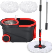 Kit di pulizia del pavimento senza mani con asta telescopica e testine a microfibra