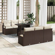 Set Divano da Giardino con cuscino 7 pcs Marrone Poly Rattan 3357481