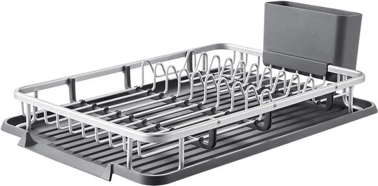 Afdruiprek per servizio e posate - alluminio - anti-ossidativo - piccolo afdruiprek per cucina con contenitore per residui ripiegabile