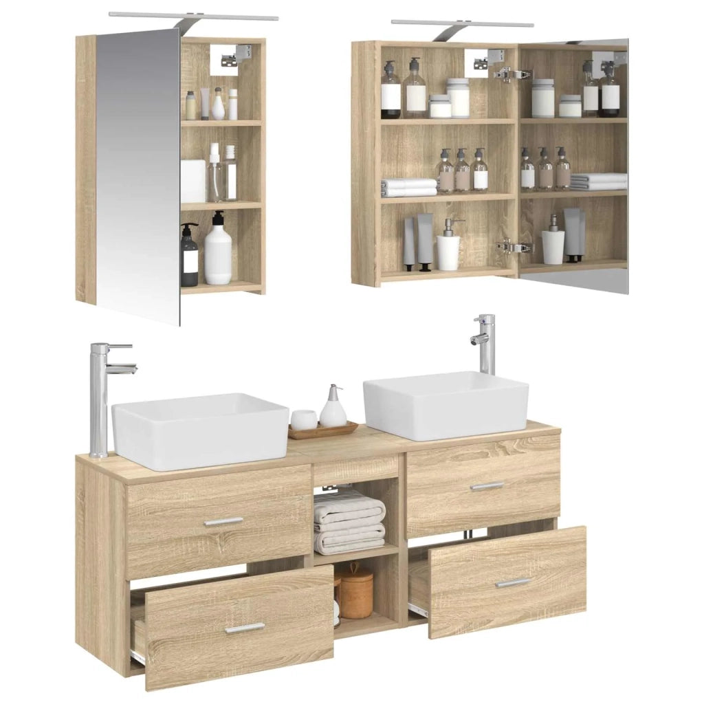 Set di mobili per il bagno 5 pcs Rovere Sonoma 3406833