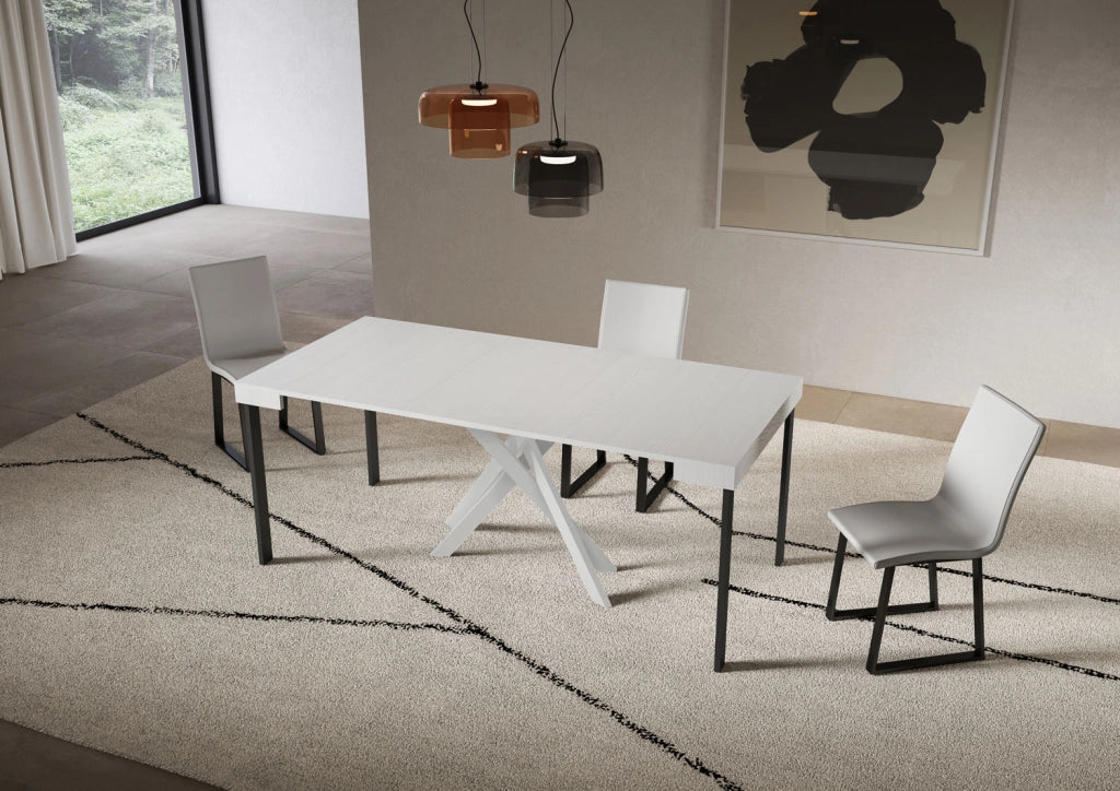 Consolle allungabile 90x40/196 cm Sakuro Small Bianco Frassino gambe bianche