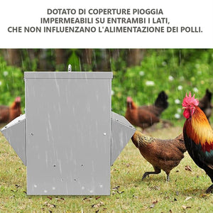 Mangiatoia per Galline 41x45x46 cm 2 Lati Capienza 30kg in Acciaio Zincato