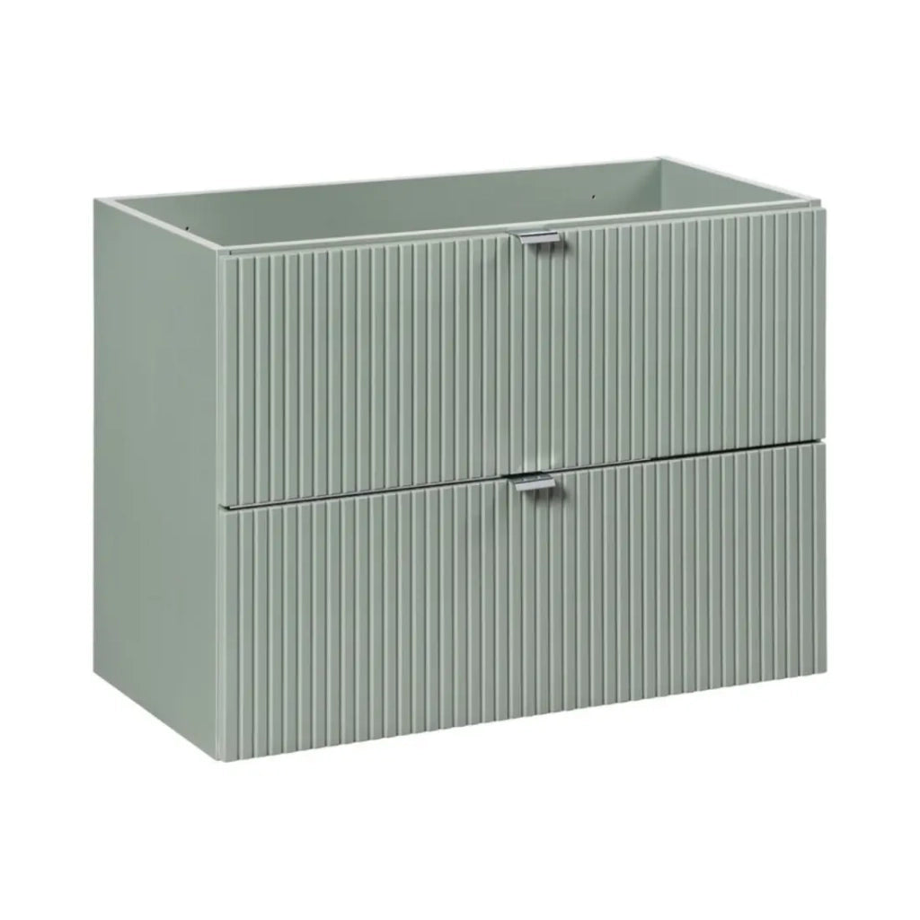 Set da bagno sospeso ELVINA 80cm : mobile sottolavabo con cassetti + piano per lavabo verde salvia grigio