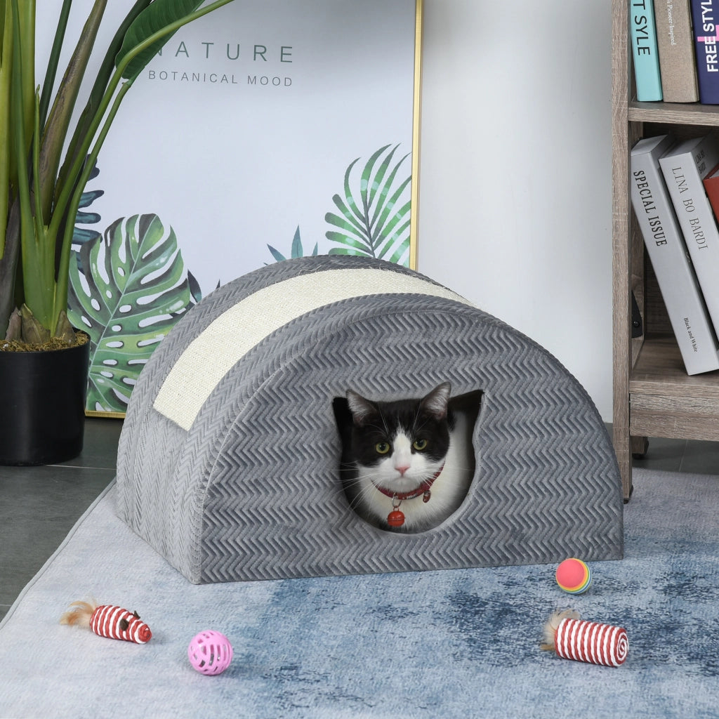 Cuccia per Gatti con Tiragraffi in Sisal ¨C Zephmum ¨C Grigio 48.5x30x30 cm