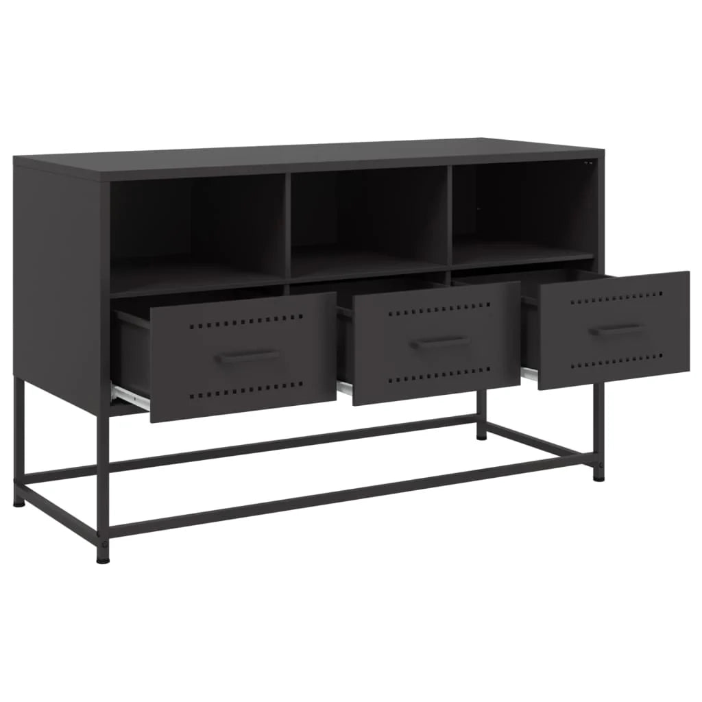 Mobile TV multimediale scaffale TV credenza mobile TV sala da pranzo soggiorno camera da letto 100,5 x 39 x 60,5 cm acciaio nero 02_0025552