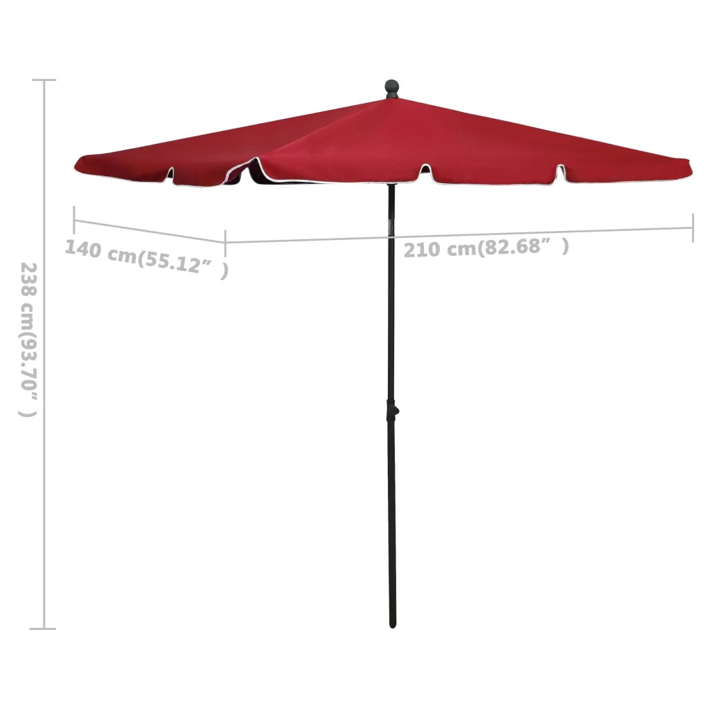 Ombrellone da Giardino con Palo 210x140 cm Rosso BordÃ²
