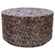 Tavolo da caffè in legno e madreperla marrone d77x43/5h cm