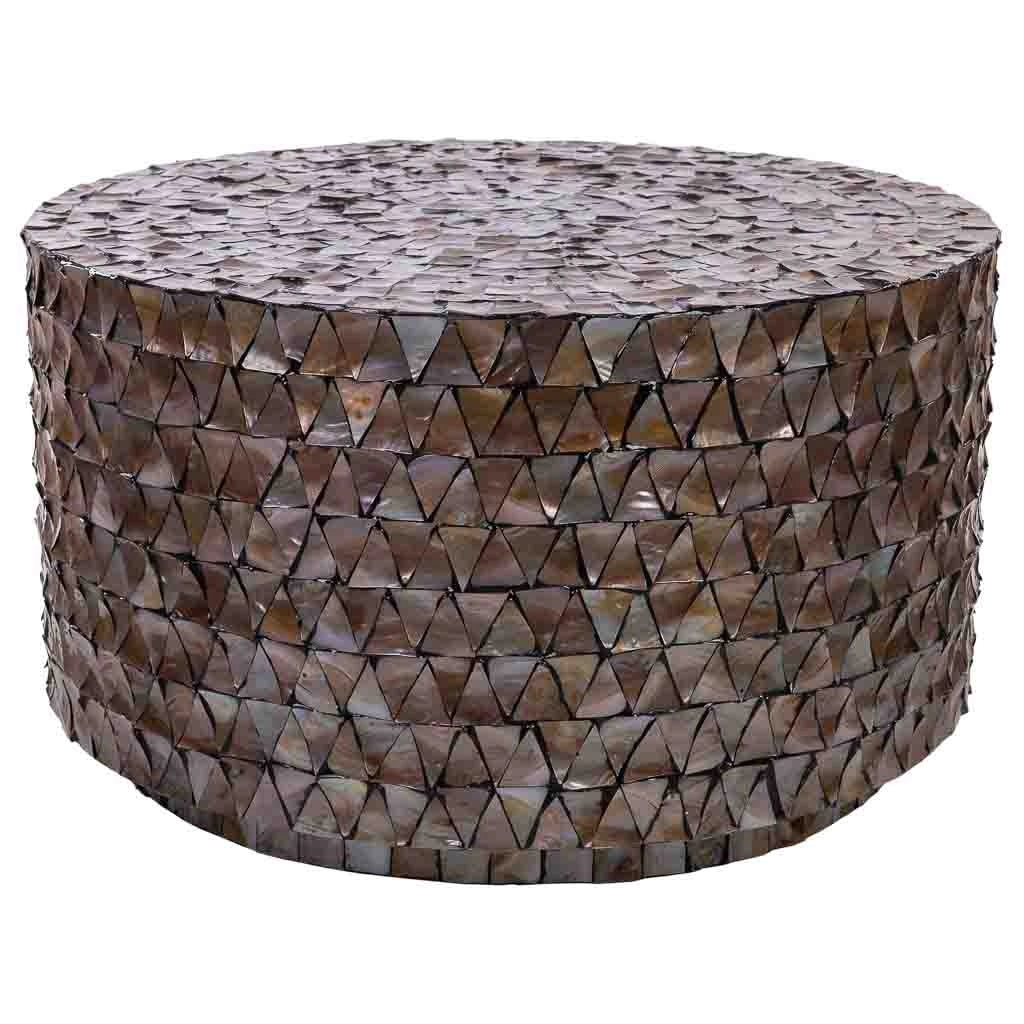Tavolo da caffè in legno e madreperla marrone d77x43/5h cm