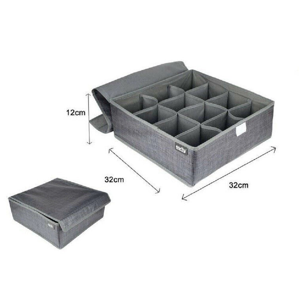 Trade Shop - Portaoggetti Tessuto Organizer Contenitore Biancheria 12 Posti 32x32x12 Cm 69718 -