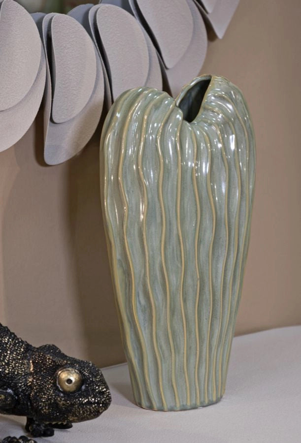 Vaso Venice 22x10x39 cm in Ceramica Verde