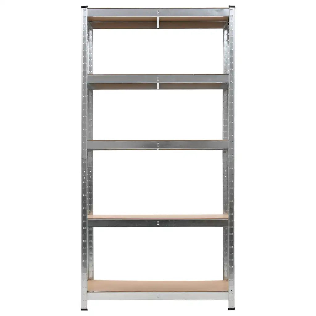 Scaffali Resistenti 5 Strati 2 pz Argento Acciaio e Multistrato cod mxl 51231