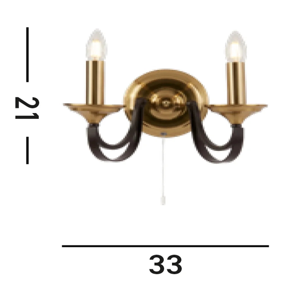 Applique Contemporanea Campanile Acciaio Bronzo Marrone 2 Luci E14