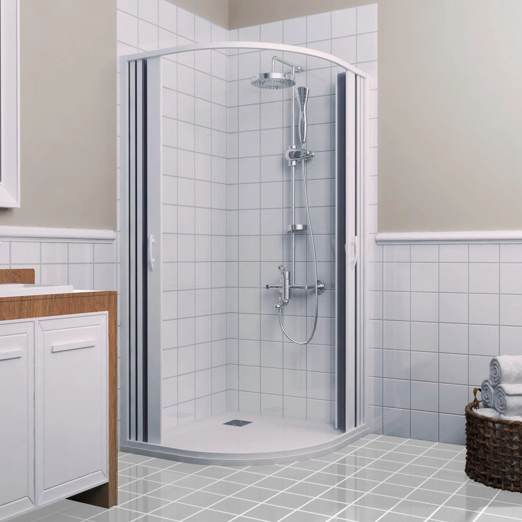 Box Doccia in PVC 90x70CM H185 a soffietto Semicircolare con Apertura Centrale colore Bianco mod. Flex
