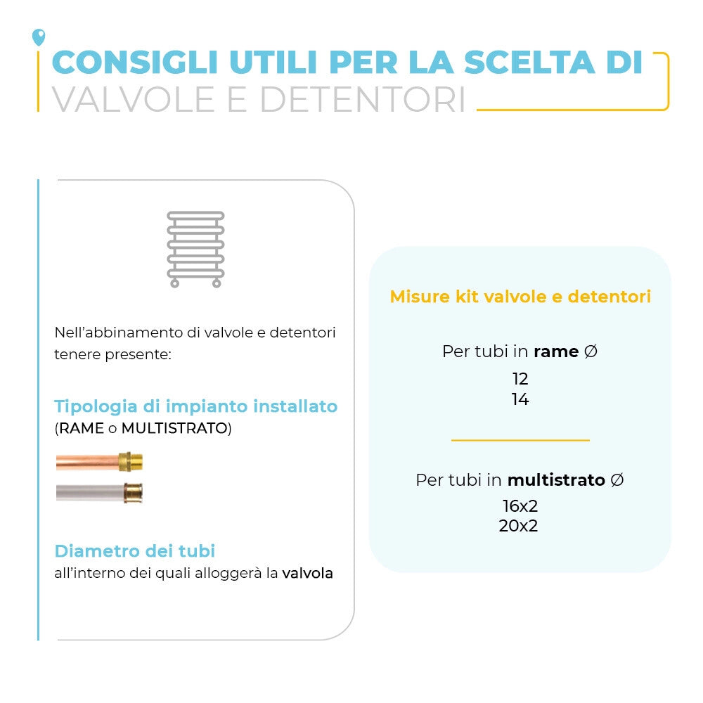 Kit valvola e detentore raccordo multistrato diam 16 cromato
