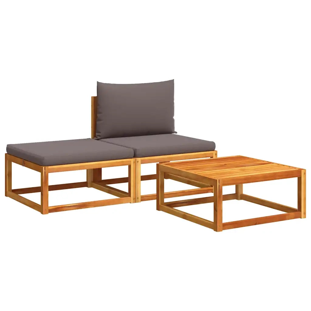 Set di divani da giardino 3 pz | Set Salotto da Giardino con cuscini in legno di acacia e rattan