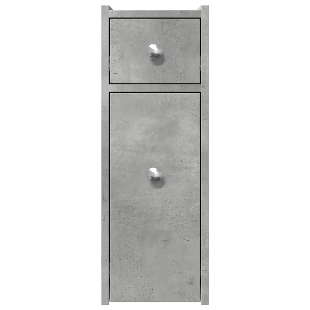 Armadietto da Bagno Stretto con Ruote Grigio Cemento Truciolato 855289
