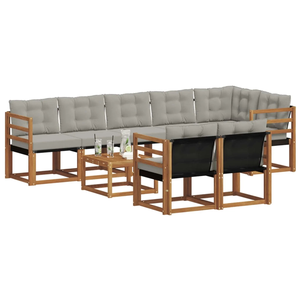 Set di divani da esterno 9 pcs Grigio Naturale e Chiaro 3368798