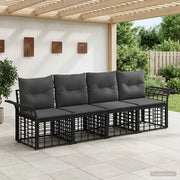 Set di divani da esterno 4 pcs Nero e Grigio scuro Poliestere 3437637