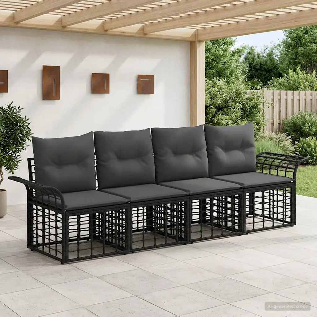 Set di divani da esterno 4 pcs Nero e Grigio scuro Poliestere 3437637