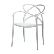 Set 04 sedie bianche con braccioli in polipropilene misura l55,5x56,5 h.82