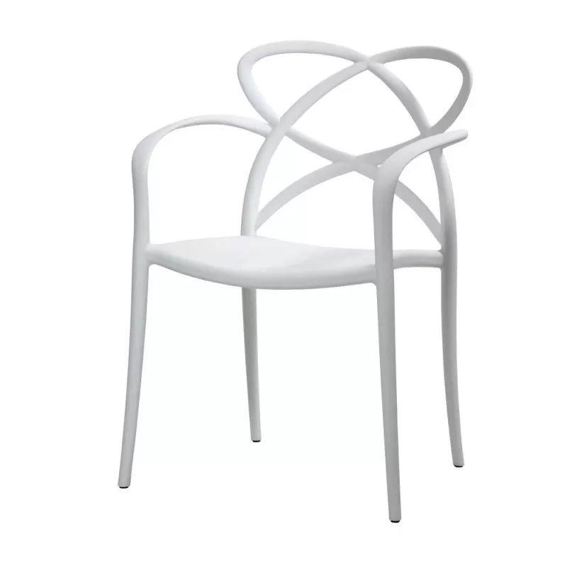 Set 04 sedie bianche con braccioli in polipropilene misura l55,5x56,5 h.82