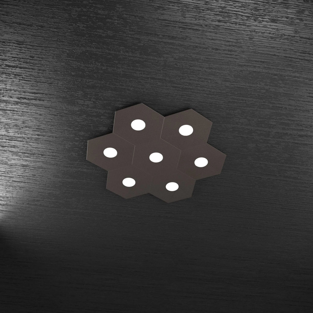 HEXAGON APPLIQUE-PLAFONIERA 7 LUCI MARRONE 1142-7L-MA