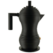 Alessi Pulcina caffettiera moka espresso, design Michele De Lucchi, alluminio, 3 tazze, nera