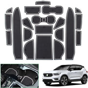Set di protezione contro scivolate e contenitore per bicchieri per Volvo XC40 / C40 Recharge 2018-2024 comprensivo di console centrale, cassetto portaoggetti, tappeti portaoggetti (bianco)