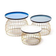 Set 3 Tavolini Laudatio in Metallo con Top Colorato
